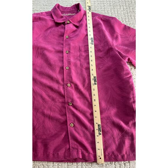 Caribbean Shirt Mens XL Short Sleeve Button Up Palm Print Red Hawaiian - Picture 4 of 6